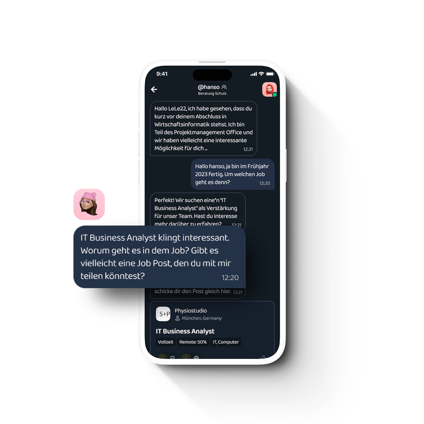 Chat in the recruiting app WorkBuddy